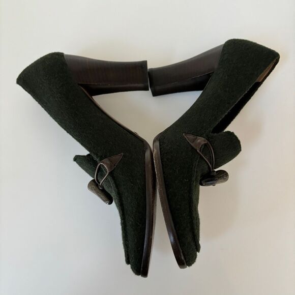 Dolce & Gabbana Green Wool Loafer Heels w/Toggle Buttons Sz 40 - Picture 8 of 10